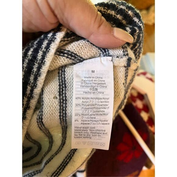 J. Crew White & Black Stripe Textured Alpaca & Wool Sweater sz M NWOT - Picture 7 of 7